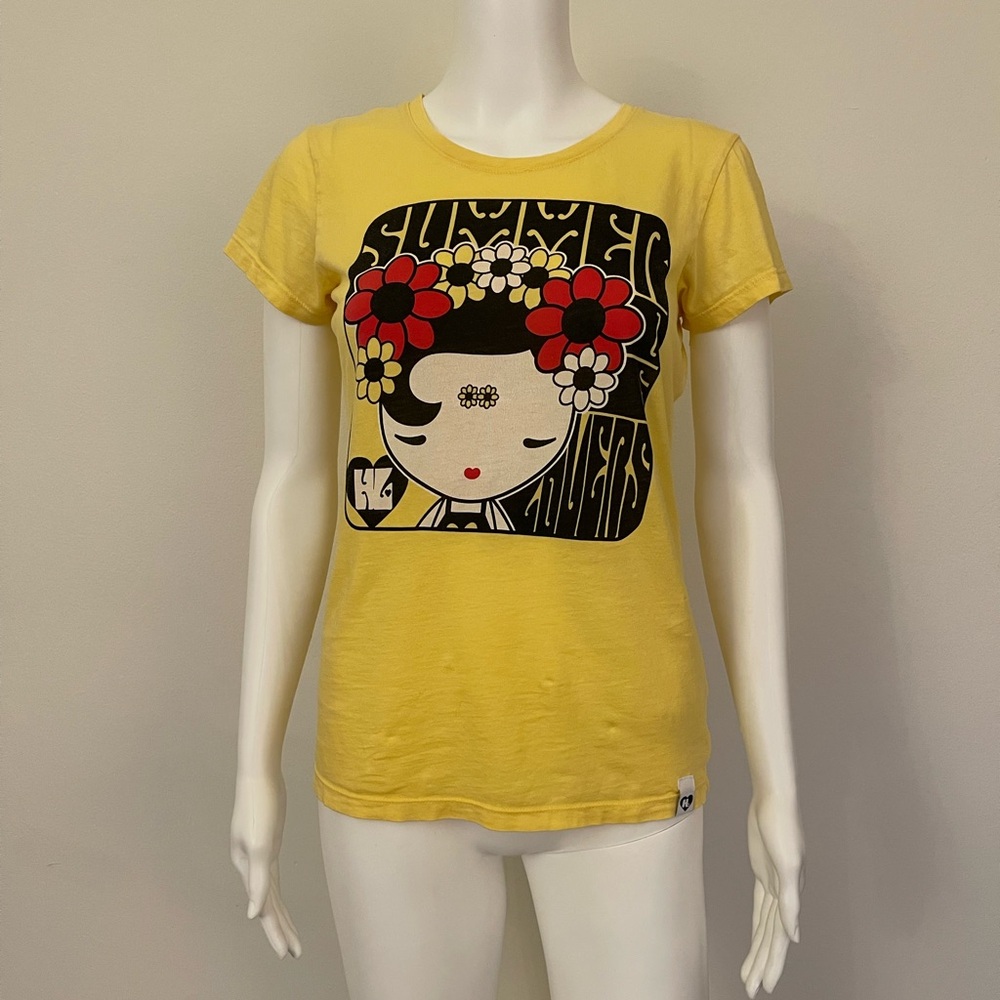 Harajuku Lovers Yellow Graphic Tee Vintage 2000